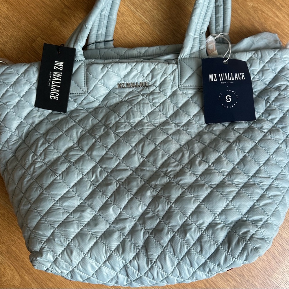 NWT 😍🩵 MZ Wallace Quilted Ice Blue Tote Bag - Medium - Picture 2 of 10